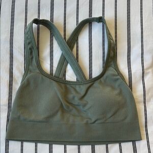 Athleta Green Ribbed Sports Bra